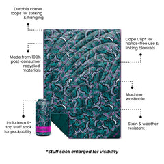 Original Puffy Blanket - Mint Green Butterflies