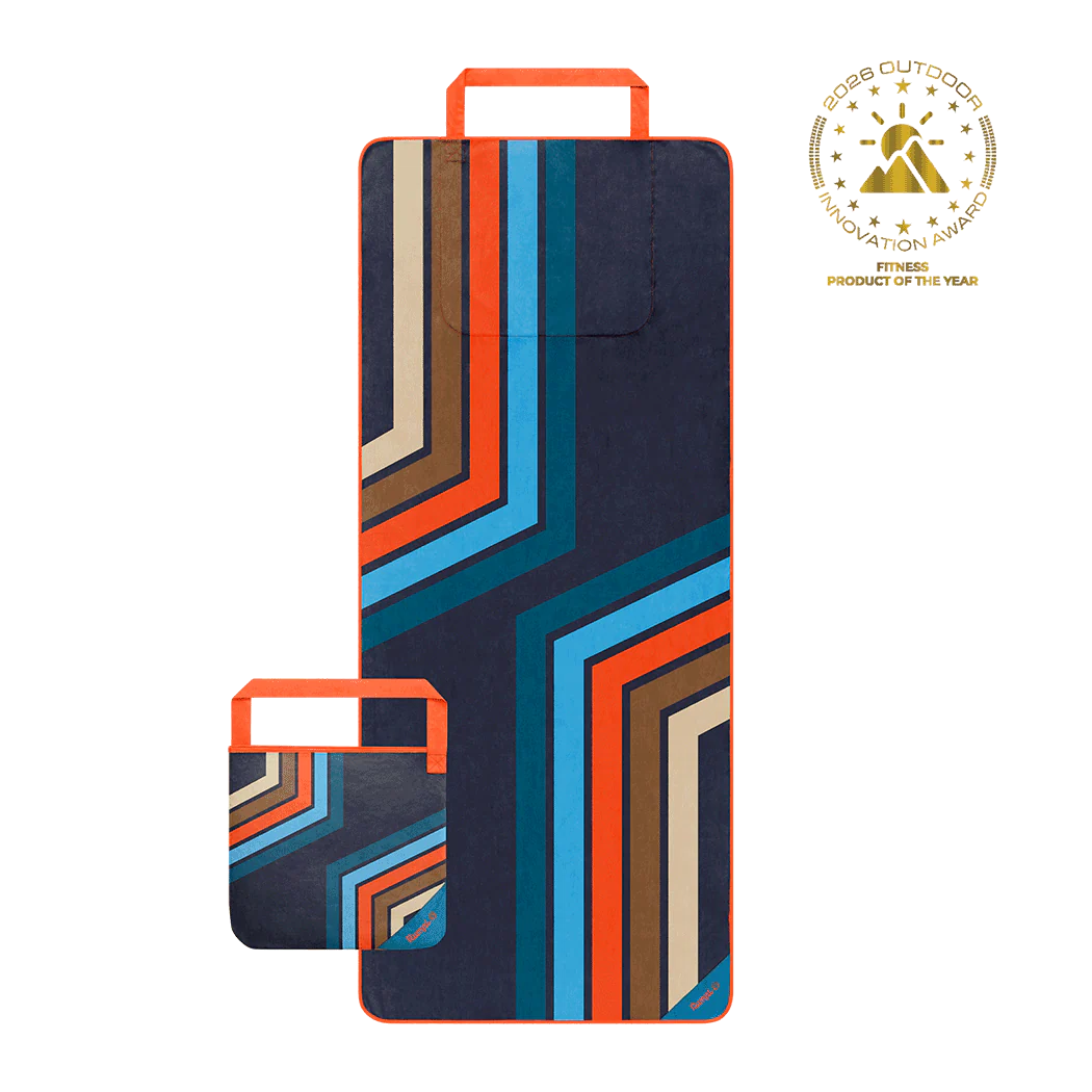 Tech Towel Tote - Midnight Retro Stripes