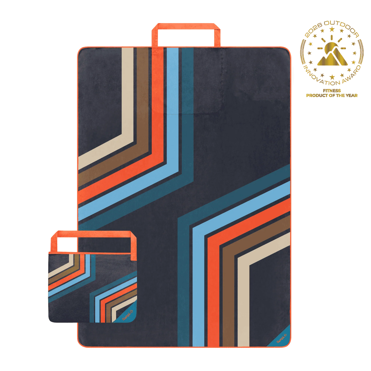Tech Towel Tote Double - Midnight Retro Stripes