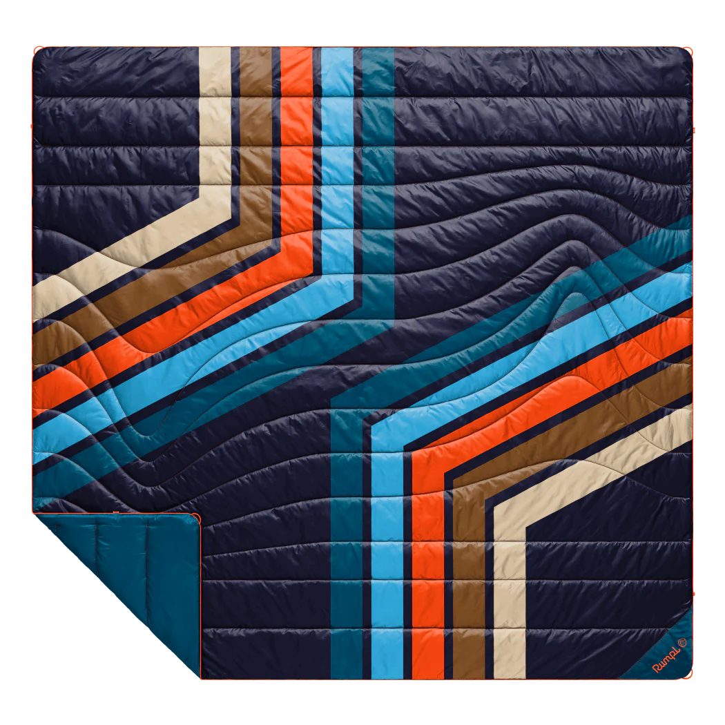 Original Puffy 2 Person Blanket - Midnight Retro Stripes